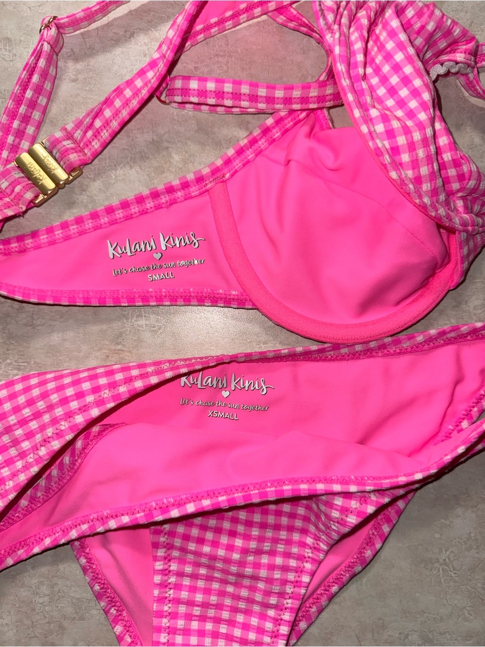 Kulani Kinis Hot Pink Gingham Bikini Set - Picture 3 of 3